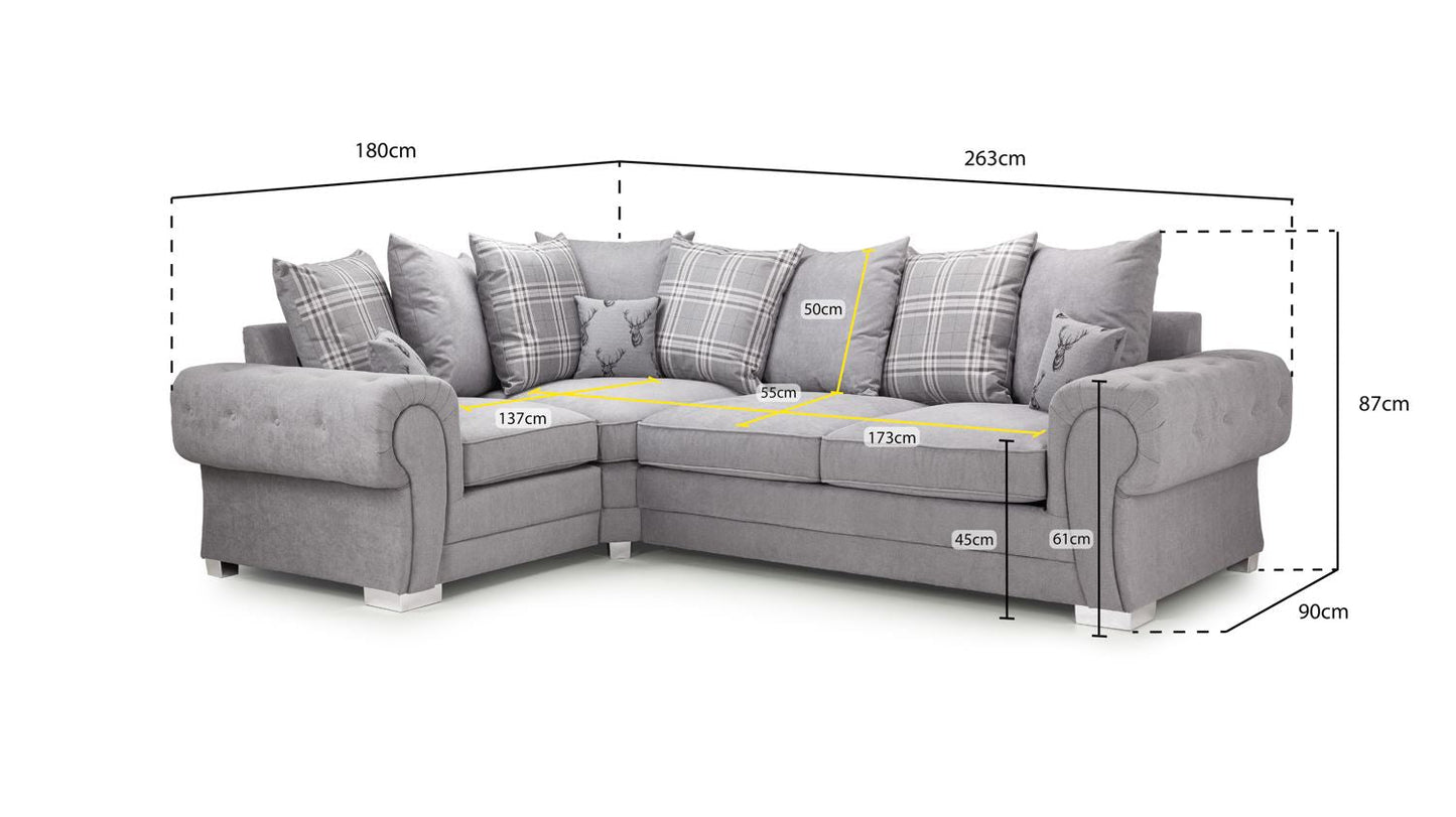 Verona Scatterback Grey Left Hand Corner Sofabed