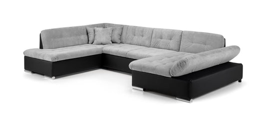 Bergen Black/Grey Left Hand Facing U Shape Corner Sofabed