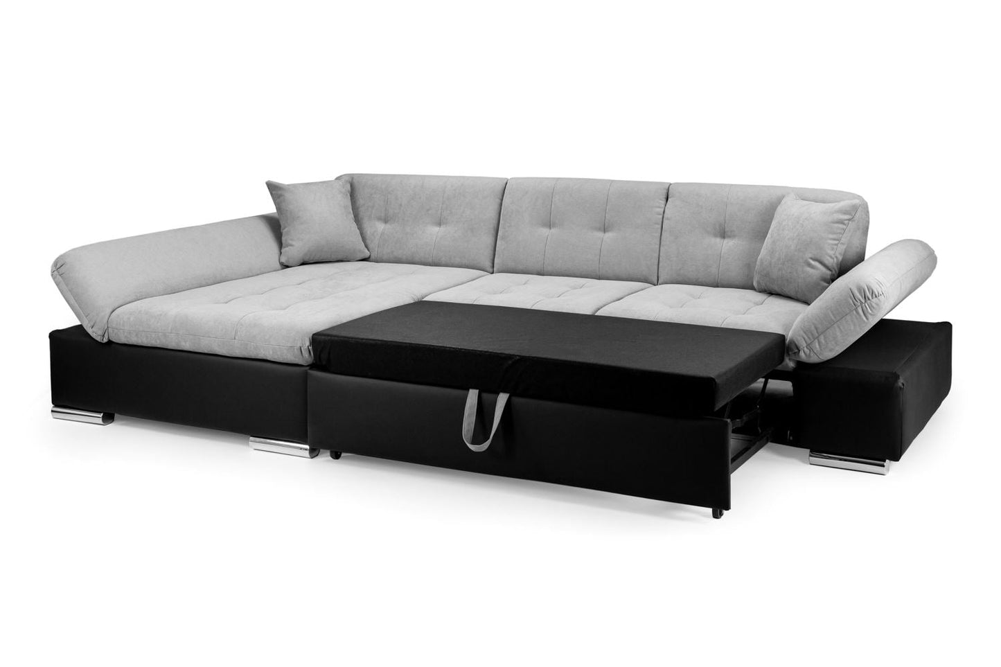 Malvi Black/Grey Right Hand Corner Sofabed