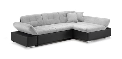 Malvi Black/Grey Right Hand Corner Sofabed