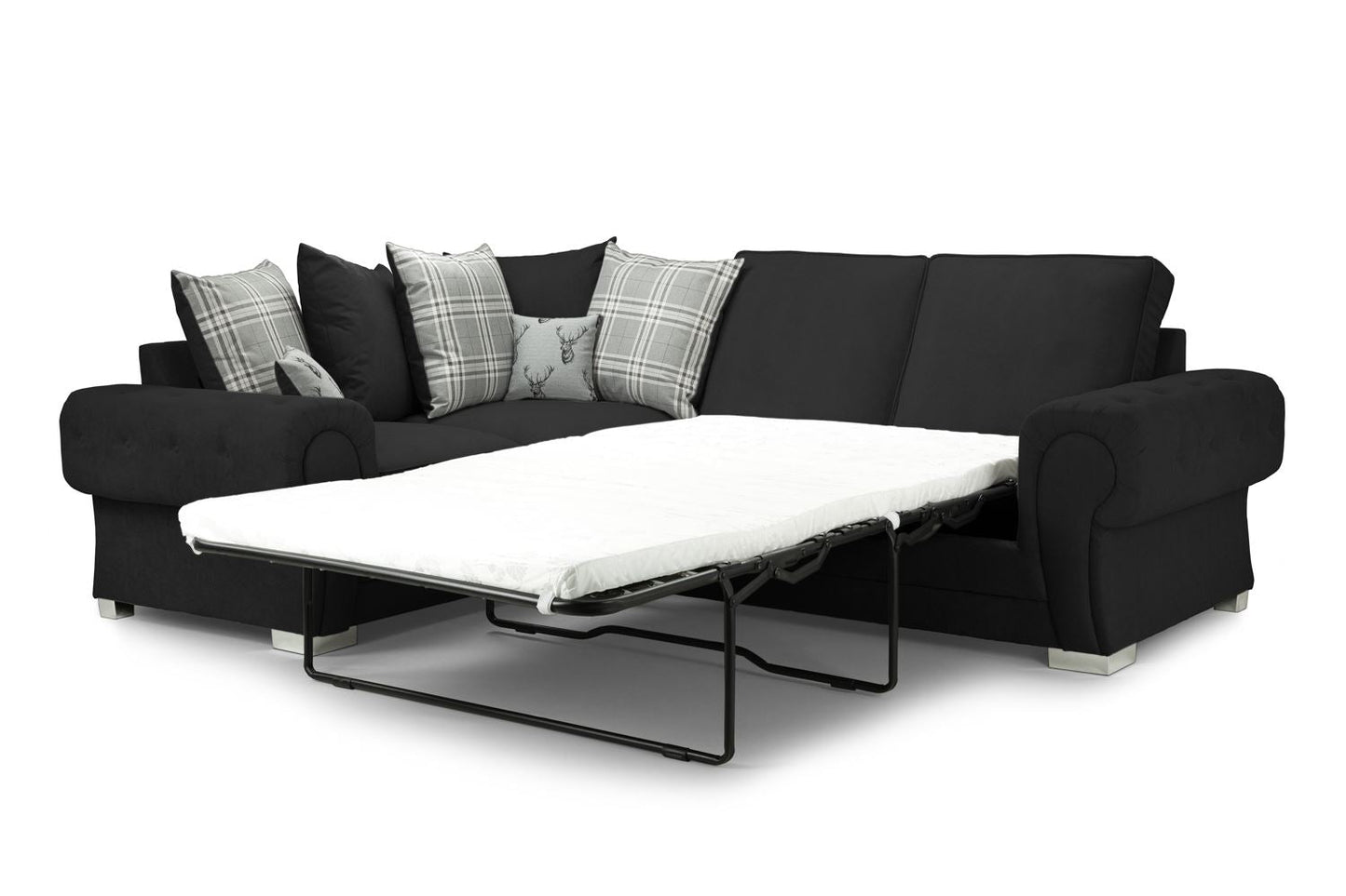 Verona Scatterback Black Left Hand Corner Sofabed