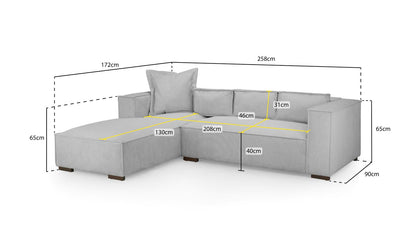 Chloe Grey Left Hand Corner Sofa