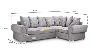 Verona Scatterback Grey Right Hand Corner Sofabed