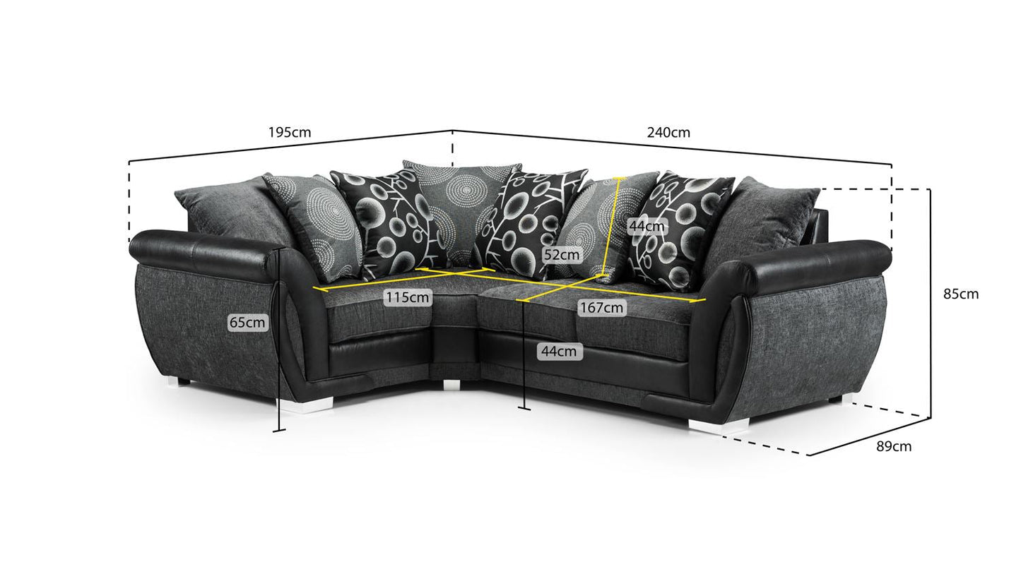 Shannon Black/Grey Left Hand Corner Sofa