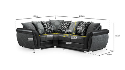 Shannon Black/Grey Left Hand Corner Sofa