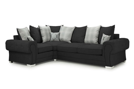 Verona Scatterback Black Left Hand Corner Sofa