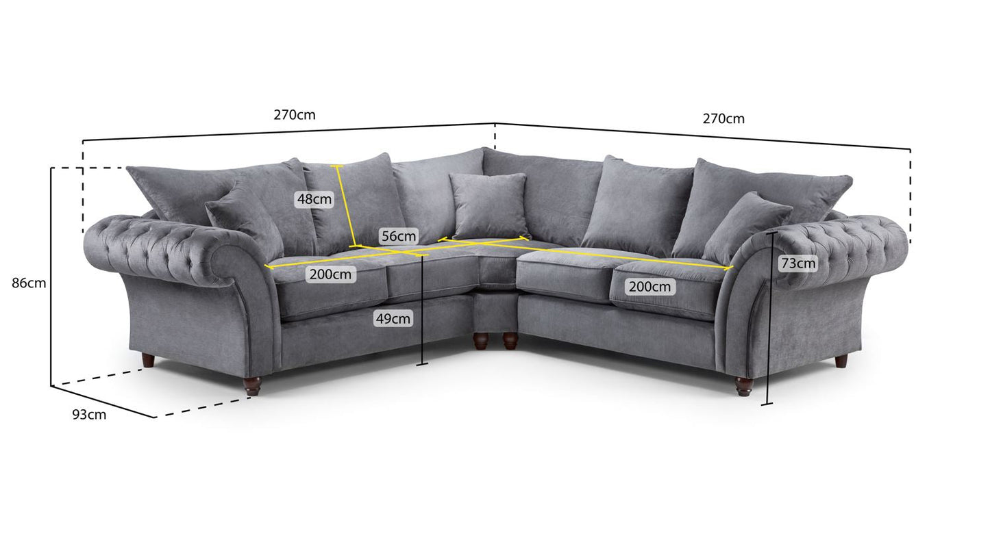 Windsor Fullback Grey Large Corner Sofa