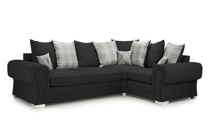 Verona Scatterback Black Right Hand Corner Sofa