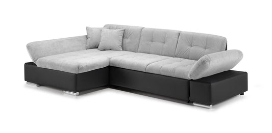 Malvi Black/Grey Left Hand Corner Sofabed