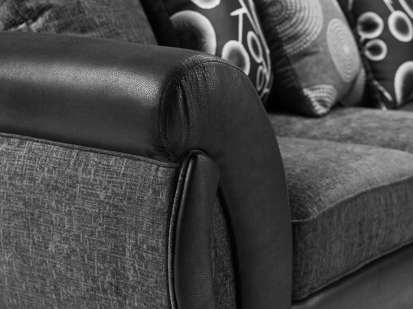 Shannon Black/Grey Left Hand Corner Sofa