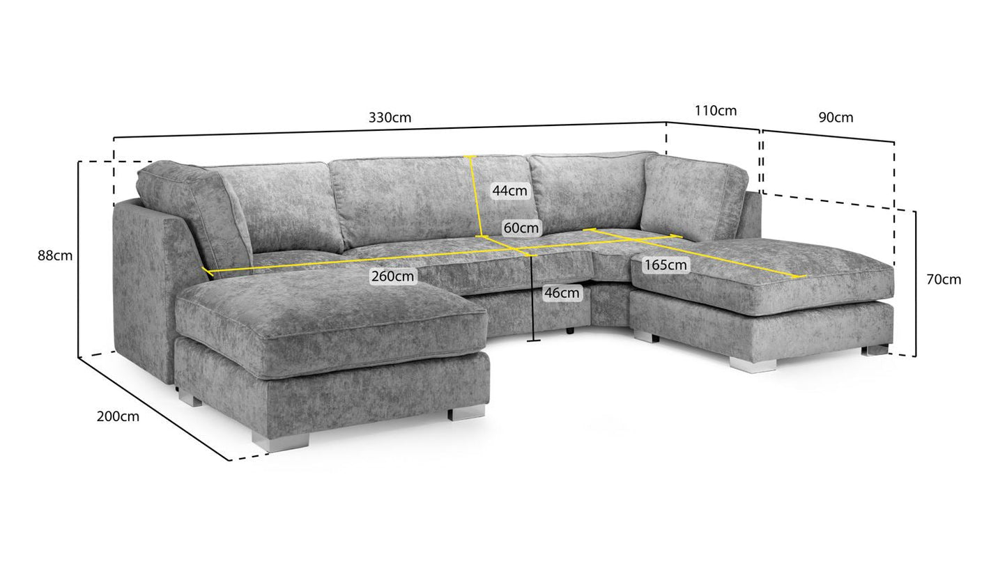 Bishop Fullback Truffle U Shape Corner Sofa