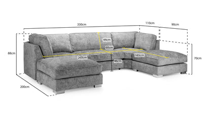 Bishop Fullback Truffle U Shape Corner Sofa