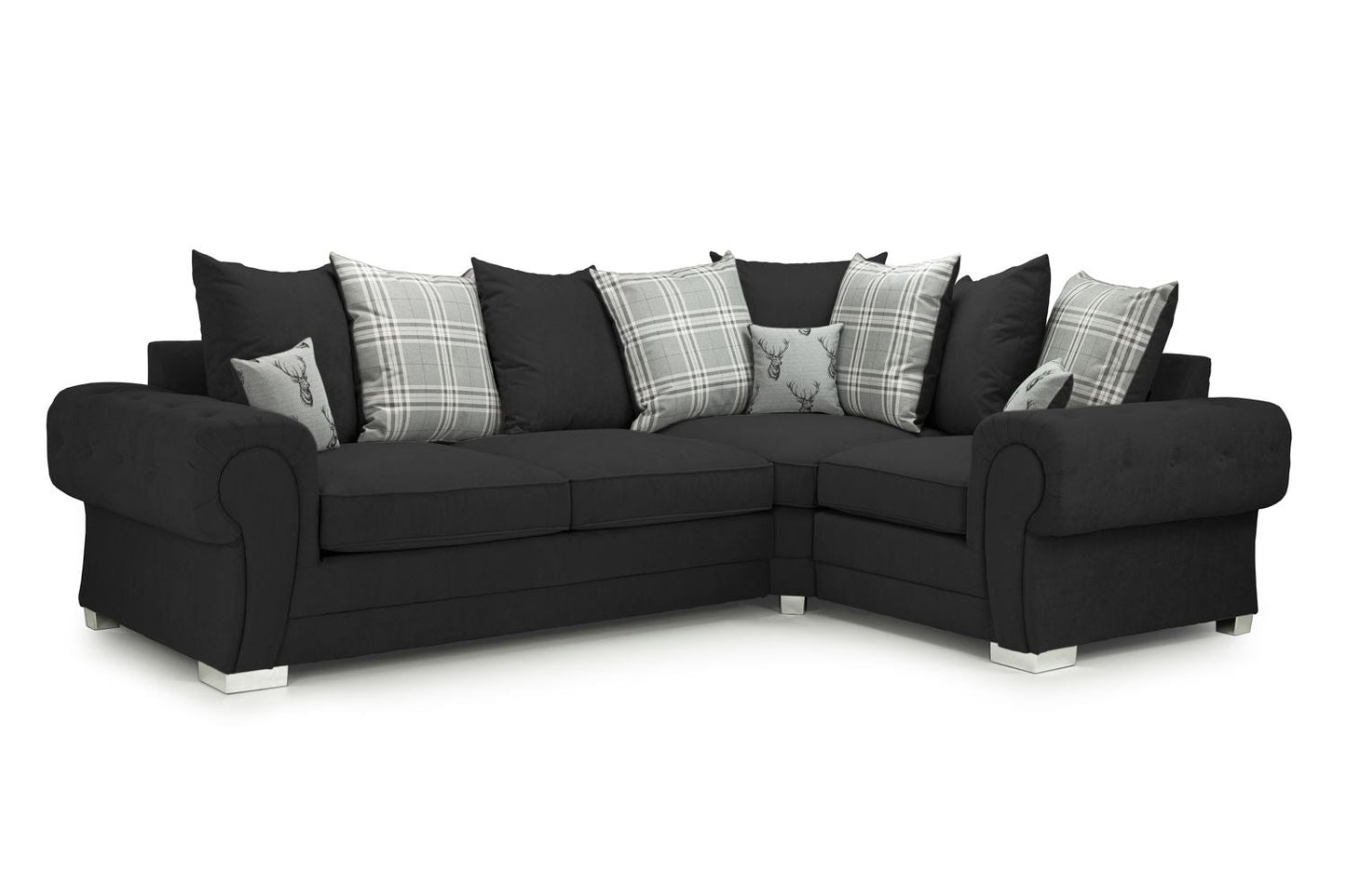 Verona Scatterback Black Right Hand Corner Sofabed