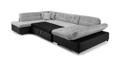 Bergen Black/Grey Left Hand Facing U Shape Corner Sofabed