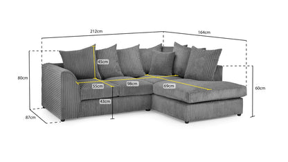 Harley Grey Right Hand Corner Sofa