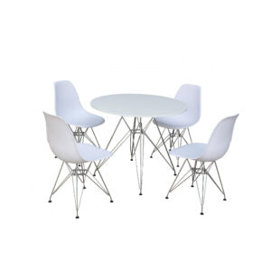 Bianca Round Wooden High Gloss Dining Table With 4 Chairs.