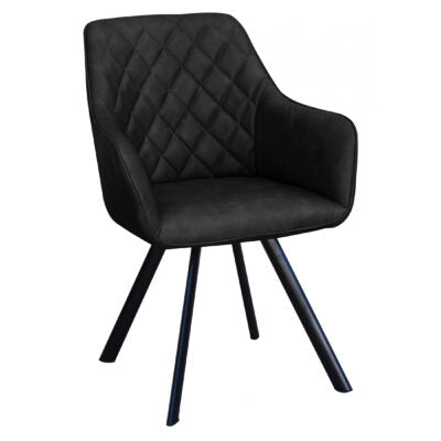 Pattingham PU Dark Grey With Black Metal Leg Chair