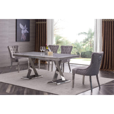 Plato Set of 2 Grey Velvet Fabric Dining Chair