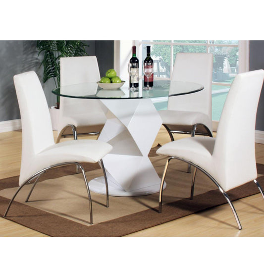 Rowley White High Gloss Dining Set With 4 Chairs