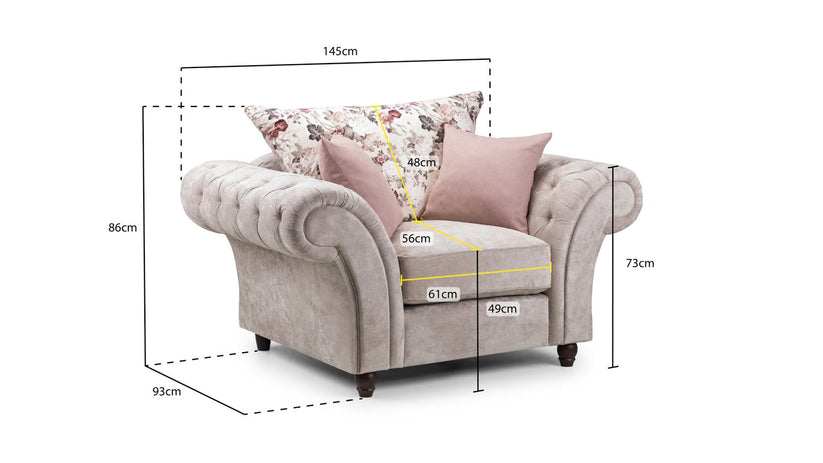 Roma Chesterfield 1 Seater Sofa