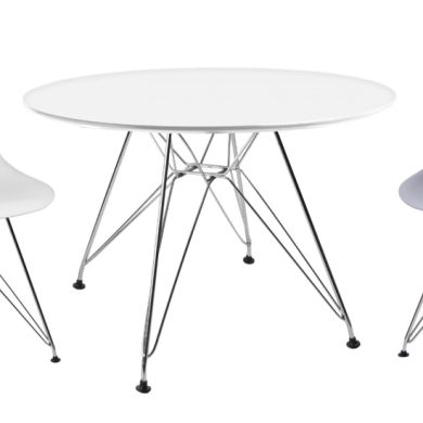 Bianca Round Wooden High Gloss Dining Table With 4 Chairs.