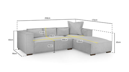 Chloe Grey Right Hand Corner Sofa