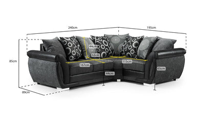 Shannon Black/Grey Right Hand Corner Sofa